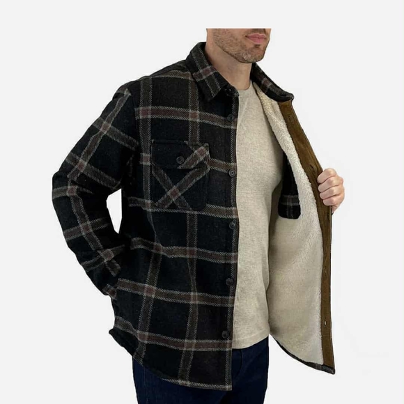Jachs Men's Dark Plaid Shirt Jacket - Picture 11 of 12